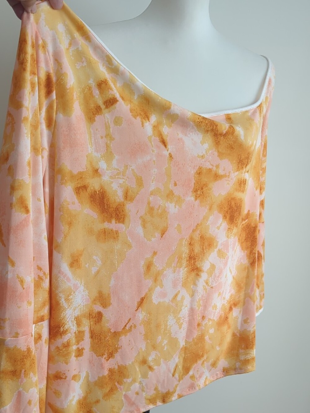 NWT C. Wonder Christian Siriano One Shoulder Tie Dye Peach Blouse Top 2X